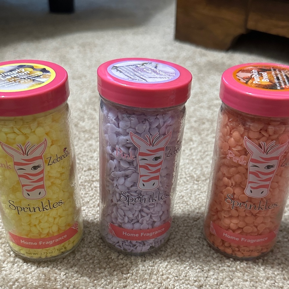 3 jars Pink Zebra Sprinkles